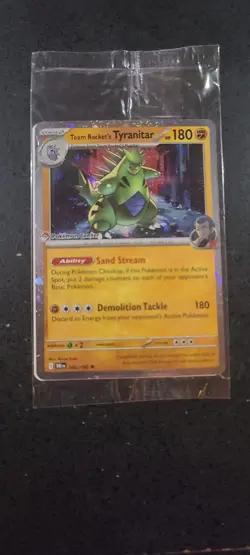 Team Rocket’s Tyranitar 096/182 Promo Pokemon TCG Card Center Stamp Sealed - Image 1