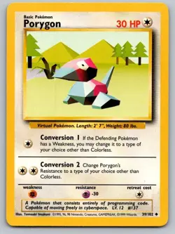 Porygon 39/102 Uncommon Base Set Unlimited Pokemon Lightly Played - Image 1