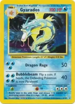 Heavily Played Gyarados - 6/102 - Holo Rare - Unlimited Edition Pokemon Base Set - Image 1
