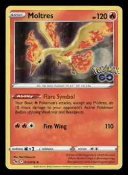 Moltres 012/078 Holo Rare Pokemon GO Pokemon NM/M - Image 1