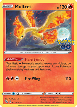 Moltres 012/078 Holo Rare Pokemon GO Pokemon NM/M - Image 4