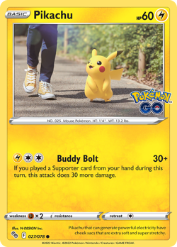 Pikachu 027/078 Common Pokemon GO Pokemon Reverse Holo NM/M - Image 4