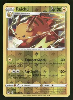 Raichu 053/196 Rare Lost Origin Pokemon Reverse Holo NM/M - Image 1