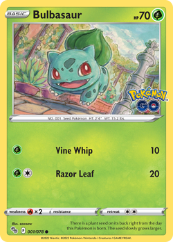 Bulbasaur 001/078 Common Pokemon GO Pokemon Reverse Holo NM/M - Image 4