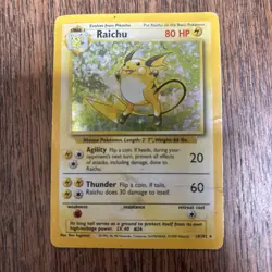 Pokemon Base Set Unlimited Raichu 14/102 Holo Rare MP - Image 1