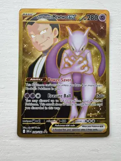 Pokemon Team Rocket’s Mewtwo ex 240/182 Gold Hyper Rare Destined Rivals NM - Image 1