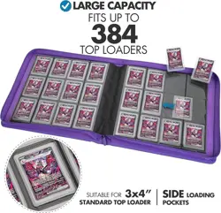Toploader Binder, Trading Card Binder Storage, 384 12 Pocket Top Loader Binder - Image 2