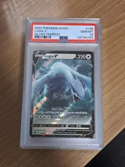 2022 POKEMON CARD SWSH SILVER TEMEST LUGIA V #138 PSA 10 - Image 1