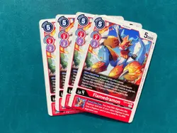 Flamedramon EX3-008 Playset Draconic Roar Digimon Card Game x4 - Image 1