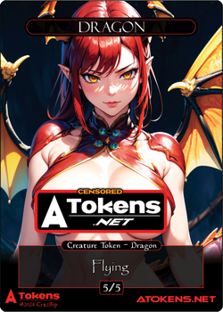 Dragon Token Art Card 5/5 Flying – Red Dragon For MTG *Censored - Image 1