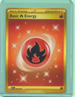 BASIC FIRE ENERGY 230/197 OBSIDIAN FLAMES POKEMON- FULL ART - MINT- PACK FRESH - Image 1