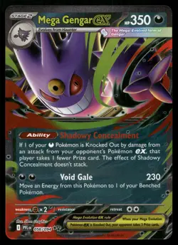 Mega Gengar ex 056/094 Double Rare Phantasmal Flames Pokemon LP - Image 1