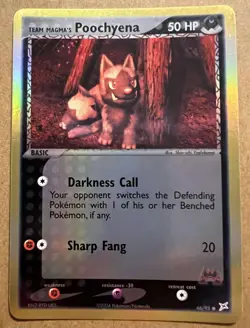 POKEMON EX TEAM MAGMA VS TEAM AQUA POOCHYENA REVERSE HOLO CARD 66/95 LP - Image 1