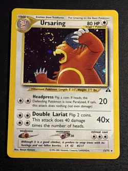 Ursaring 15/75 Pokemon TCG Neo Discovery Holo Foil Perfect SWIRL Rare Card LP - Image 1