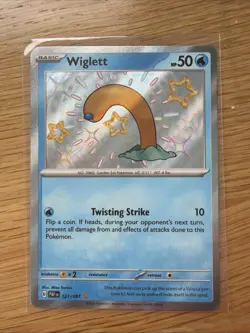 Pokemon TCG Paldean Fates Wiglett Card 121/091 Baby Shiny Rare - Image 1
