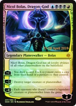 1x Nicol Bolas, Dragon-God - Foil - Prerelease Promo Light Play, English Prerele - Image 1