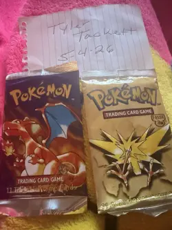 WOTC Pokemon 1st Edition base set Booster Pack+ Fossil 1st Edition Zapdos Pack - Image 1
