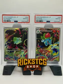 PSA 10 GEM MINT 2025 Pokemon JP Bulbasaur 064 & Ivysaur 065 AR Sequential Set - Image 1