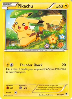 Pikachu 27/111 Common Furious Fists Pokemon Lightly Played - Image 1