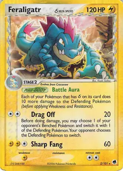 Feraligatr 2/101 Holo Rare Dragon Frontiers Pokemon Holo Moderately Played - Image 1