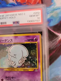 Pokemon Wobbuffet Neo 2 Japanese Holo Rare #202 PSA 10 Gem Mint swirl - Image 4