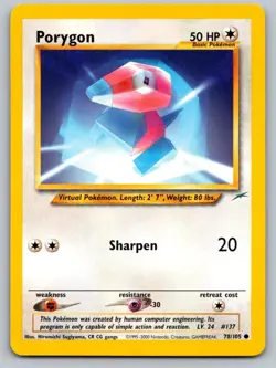 Porygon 78/105 Common Neo Destiny Pokemon Unlimited Near Mint - Image 1