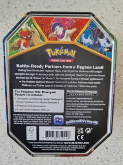 Pokemon Hisuian Decidueye V Tin - Divergent Powers - TCG - Sealed Contents - Image 2
