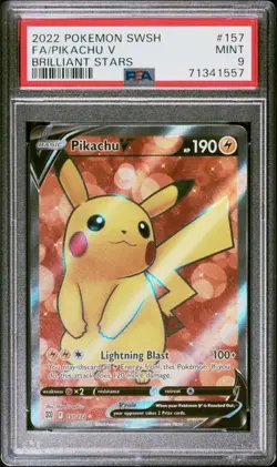 Pokemon Pikachu V PSA 9 MINT - 2022 Brilliant Stars 157/172 - Image 1