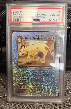 2002 POKEMON LEGENDARY COLLECTION #6 DARK PERSIAN-REVERSE FOIL PSA 10 - Image 3
