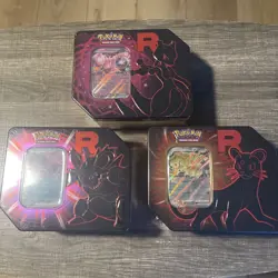 Pokemon TCG Team Rocket EX Tin LOT 3 Persian Nidoking Mewtwo Sealed Bundle - Image 1