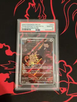 Pokemon Team Rocket's Meowth 203/182 Destined Rivals Illustration Rare PSA 10 - Image 2
