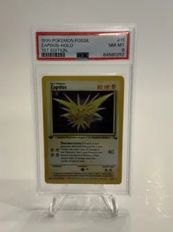 PSA 8 Pokemon 1999 1st Edition Fossil Zapdos Holo #15 - Image 1