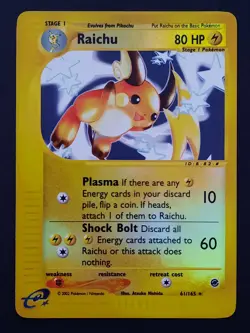 Pokemon Raichu Reverse Holo Expedition Base Set [Lightly Played] e-Reader 61/165 - Image 1