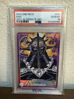 2022 One Piece OP01-Romance Dawn King Alternate Art 091 PSA 10 - Image 1