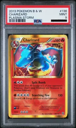 2013 POKEMON BLACK & WHITE PLASMA STORM #136 CHARIZARD PSA 9 Read description - Image 1