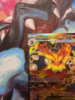 Pokemon ME: Ascended Heroes Mega Emboar ex 273/217 Special Illustration Rare SIR - Image 3