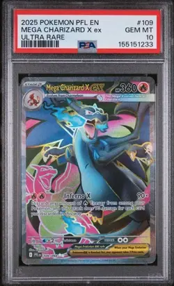 2025 POKEMON PFL EN PHANTASMAL FLAMES ULTRA RARE #109 MEGA CHARIZARD X EX PSA 10 - Image 2