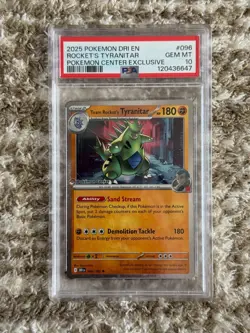 PSA 10 2025 POKEMON DESTINED RIVALS POKEMON CENTER #096 TEAM ROCKET'S TYRANITAR - Image 1