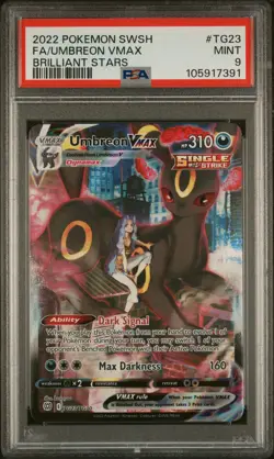 2022 POKEMON SWORD & SHIELD BRILLIANT STARS #TG23 FULL ART/UMBREON VMAX PSA 9 - Image 1