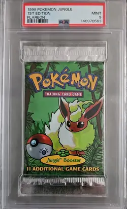 1999 Pokemon Jungle 1st Edition Booster Pack Flareon Art PSA 9 Mint Sealed - Image 1