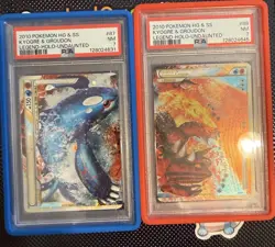 Pokemon 2010 HG & SS Undaunted Kyogre Groudon LEGEND Holo PSA 7 SET 87 88 - Image 1