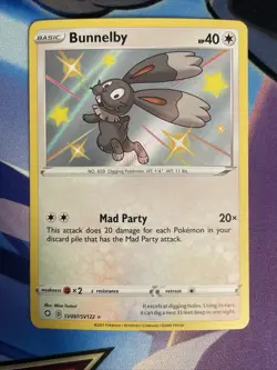 Pokemon TCG Bunnelby Shining Fates Sv097/Sv122 Holo Shiny Holo Rare NM - Image 2