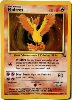 Moltres Holo 12/62 - Fossil - 1999 Pokemon (LP/NM) - Image 1