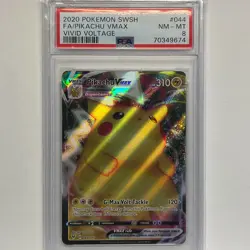 2020 Pokemon Full Art PIKACHU VMAX 044/185 Vivid Voltage PSA 8 - Image 1