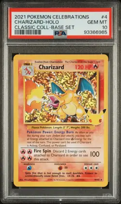 2021 POKEMON CELEBRATIONS CLASSIC COLL #4 CHARIZARD-HOLO PSA 10 - Image 1
