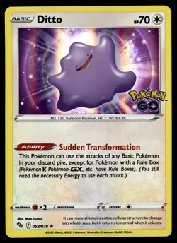 Ditto Holo Holo Rare Pokemon GO 053/078 LP - Image 1