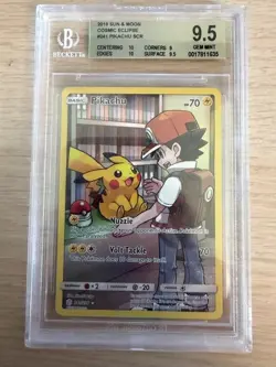2019 Pokemon Sun and Moon Cosmic Eclipse #241 Pikachu SCR BGS 9.5 - Image 1
