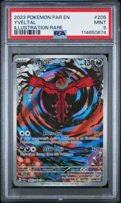 Yveltal 205 Illustration Rare Pokemon Par En-Paradox Rift NM PSA 9 - Image 1
