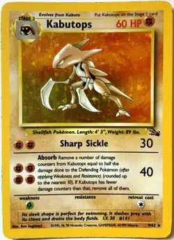 Kabutops Holo - 9/62 – Fossil – 1999 Pokemon (LP/NM) - Image 1