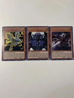 EGYPTIAN GOD CARD SET SLIFER RA OBELISK PRISMATIC SECRET RARE YUGIOH NM - Image 1